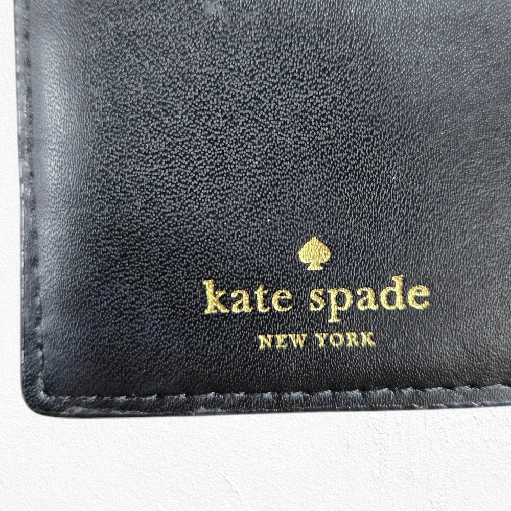 Kate Spade Wellesley Stacy Black Pebbled Leather Wallet Bifold Snap Closure